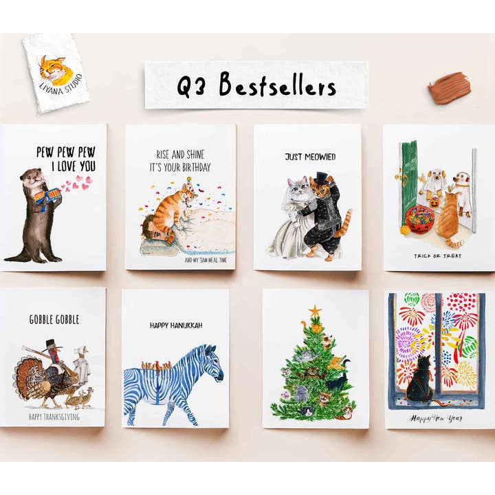 Liyana Studio - Vendita all'ingrosso Biglietti per il Ringraziamento - L'autunno ha un sapore diverso - Divertente biglietto del Ringraziamento8