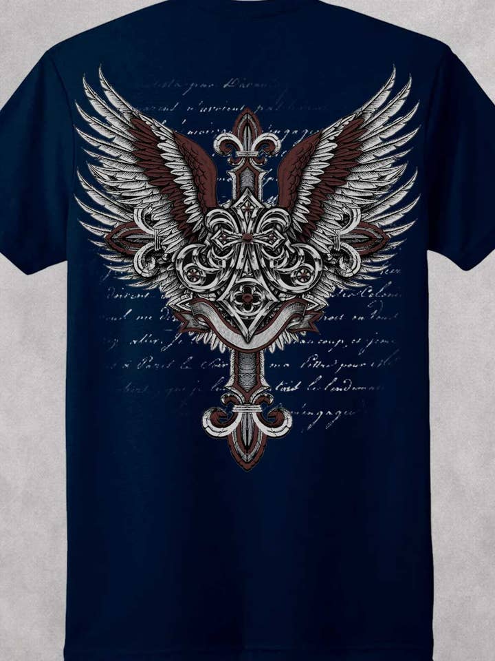 Winged Fleur Emblem Short Sleeve Tee for wholesale by Art by Forgrand