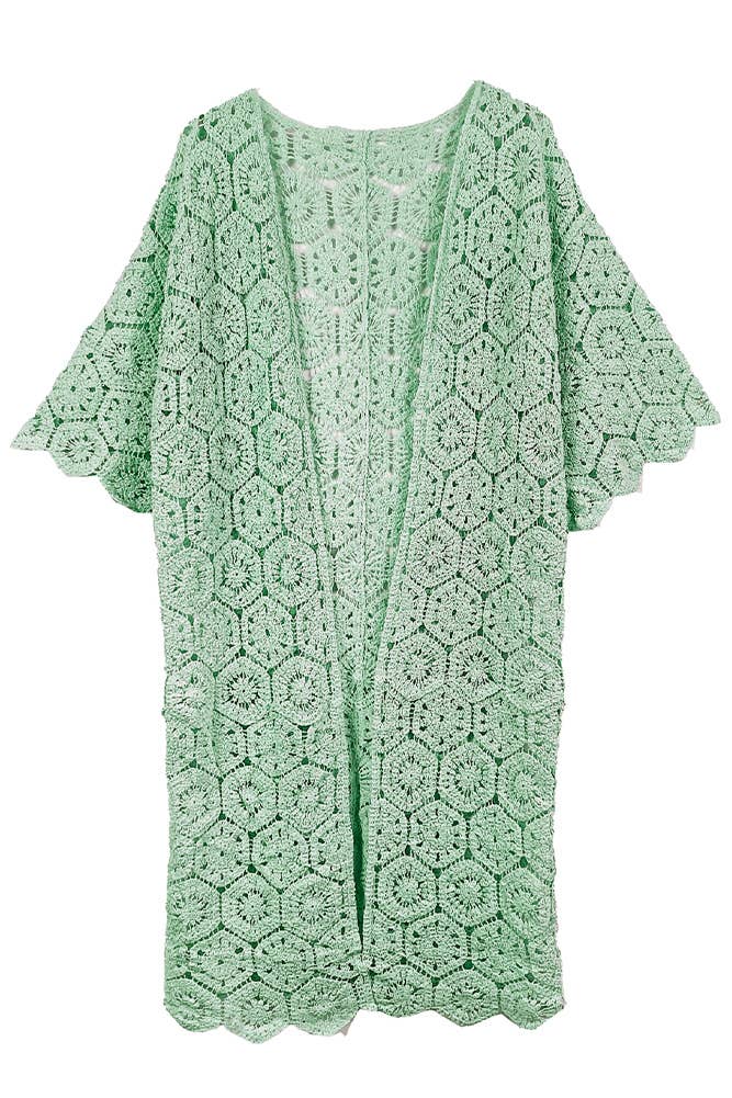 Hana - Wholesale Cardigan - Women's - Geometric Pattern Crochet Long Solid Cardigan23