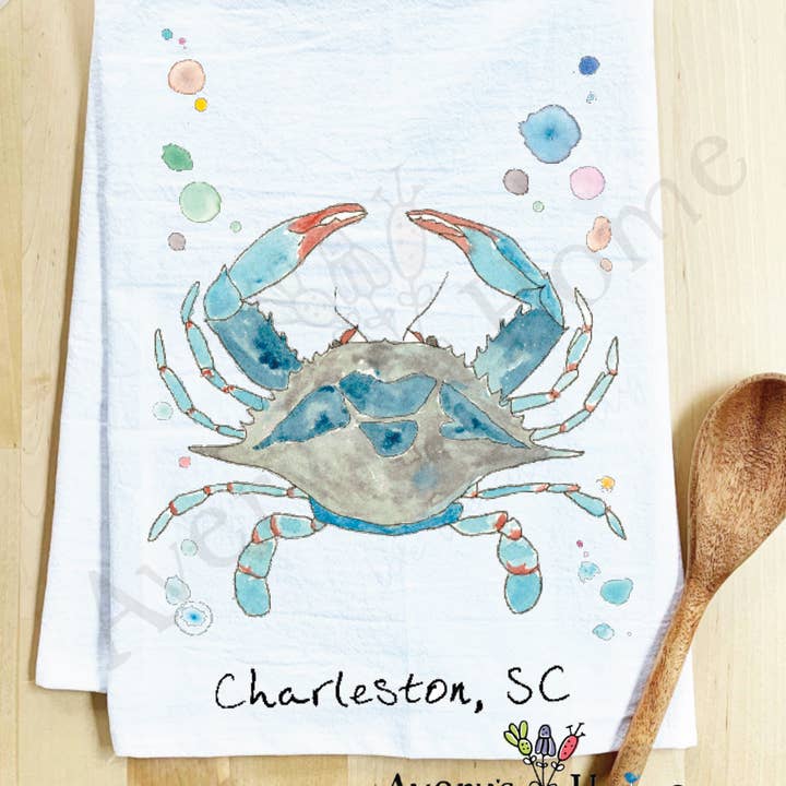 Avery's Home - Vente Torchons - Torchon côtier personnalisable "Blue Crab Ocean"9