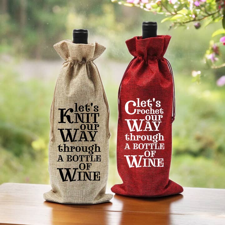 Let's Crochet / Knit Our Way With Wine - Wine Gift Bag for wholesale by Anna B. Shop