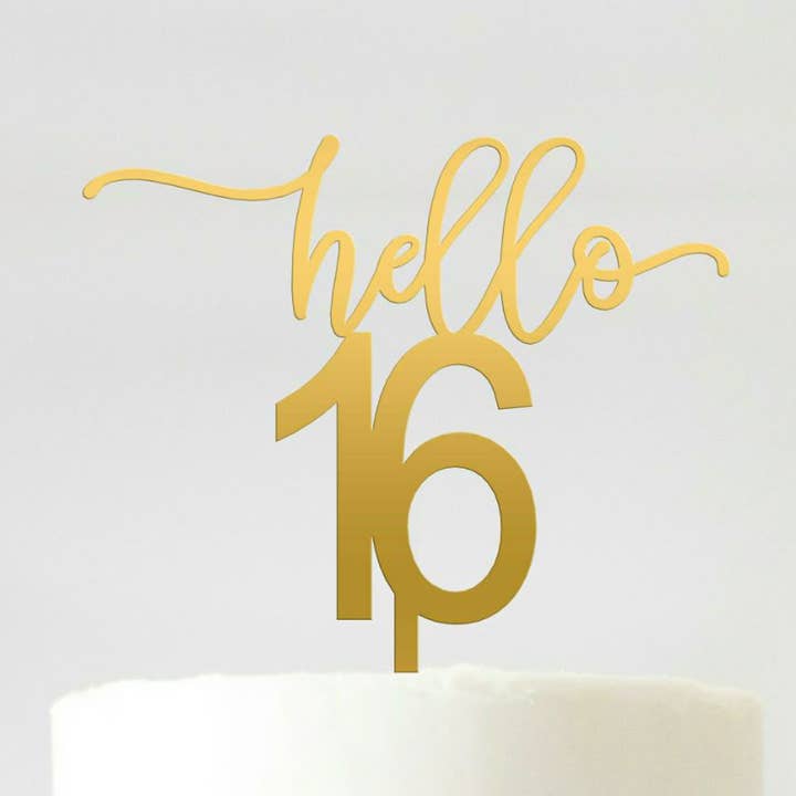 Bonjour + Miroir Âge Acrylique Décoration de Gâteau pour la vente par Adorei