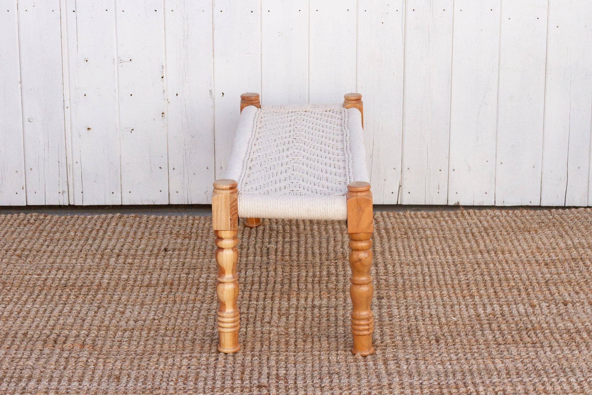 De-cor - Wholesale Bench - Bleached Wood Charpai Woven Top Bench3