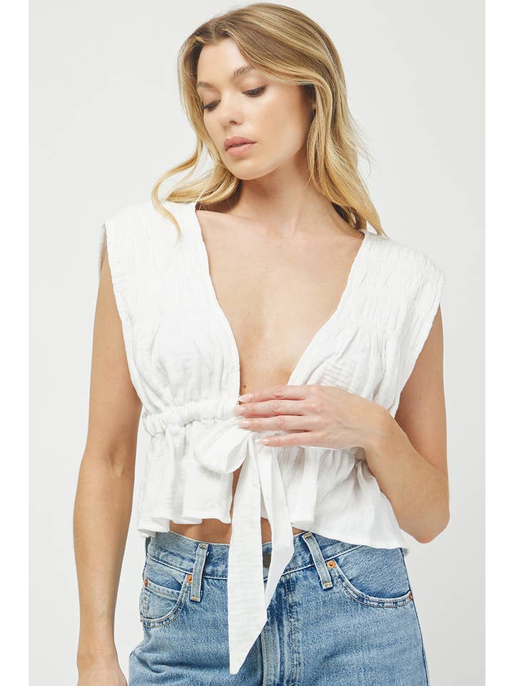 Needii - Wholesale Blouse - Women's - 331NT SLEEVELESS TOP WITH WAIST TIE