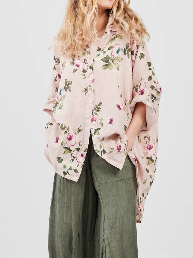 Miss Rose Sister Violet - Wholesale Button Down Shirt - Women's - WOMEN'S - Teddy Linen FLORAL Shirt