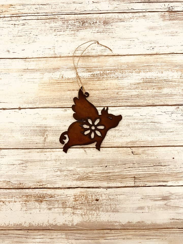 Flying Pig GARDEN FRIEND Ornament for wholesale by Universal Ironworks USA