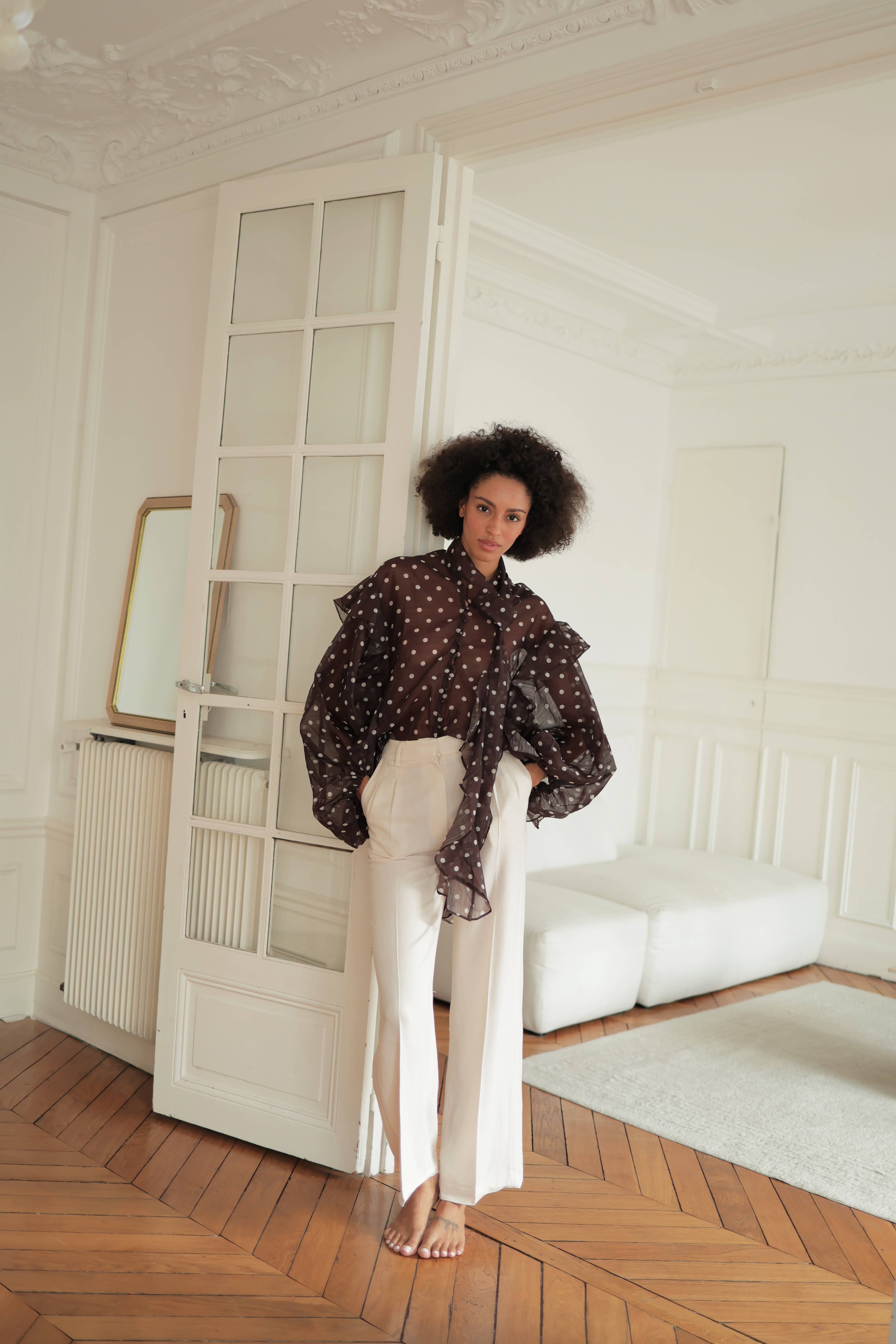 Laura Laval Paris - Wholesale Blouse - Women's - Polka dot blouse with ruffles3