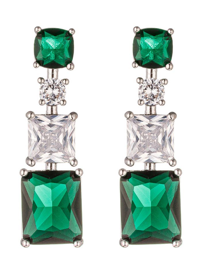 Maja Green CZ Drop Earrings for wholesale by Eye Candy Los Angeles