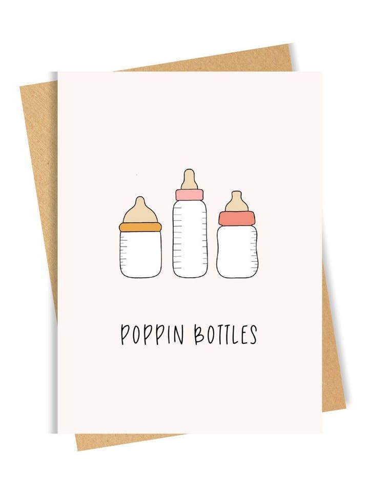 Poppin Bottles - Funny Baby Shower Card for wholesale by Kinzey & Co