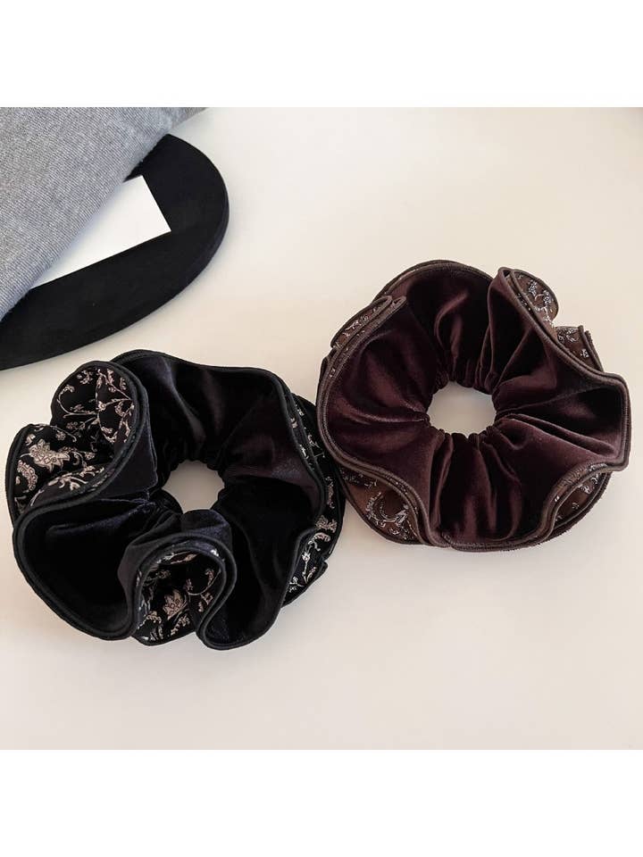 Gifty - Velvet Floral Four Layer Scrunchie for wholesale by WEST AUSSIE SUPPLIES