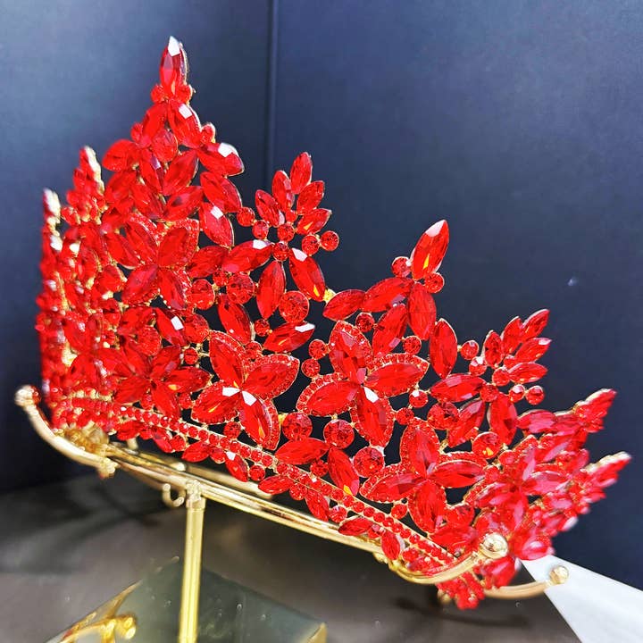 Happy Dream Gifts - Wholesale Party hat/crown - Quinceanera Crown, Red Crystal Crown, Prom Gold Headdress2