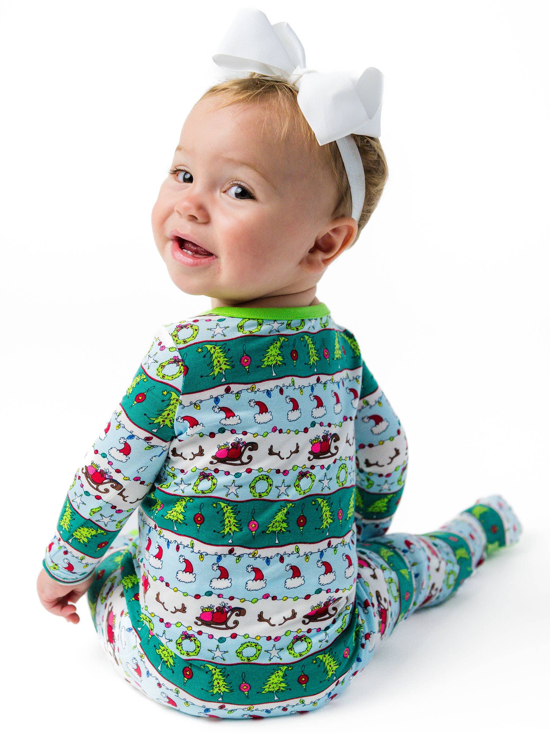 Multi Color SoftSnooze™ Baby Bamboo Viscose Festive Fair Isle Footed One Piece Pajama for wholesale on Faire1
