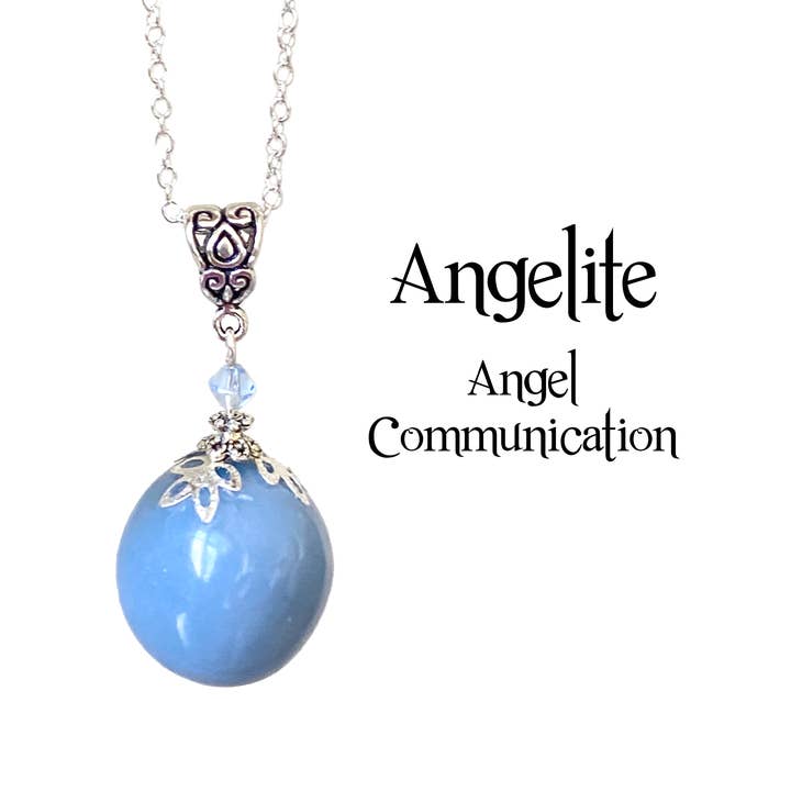 Glorious Healing Crystals – wholesale Pendant/charm necklace – Angelite Pendant, Connect With Your Guardian Angel