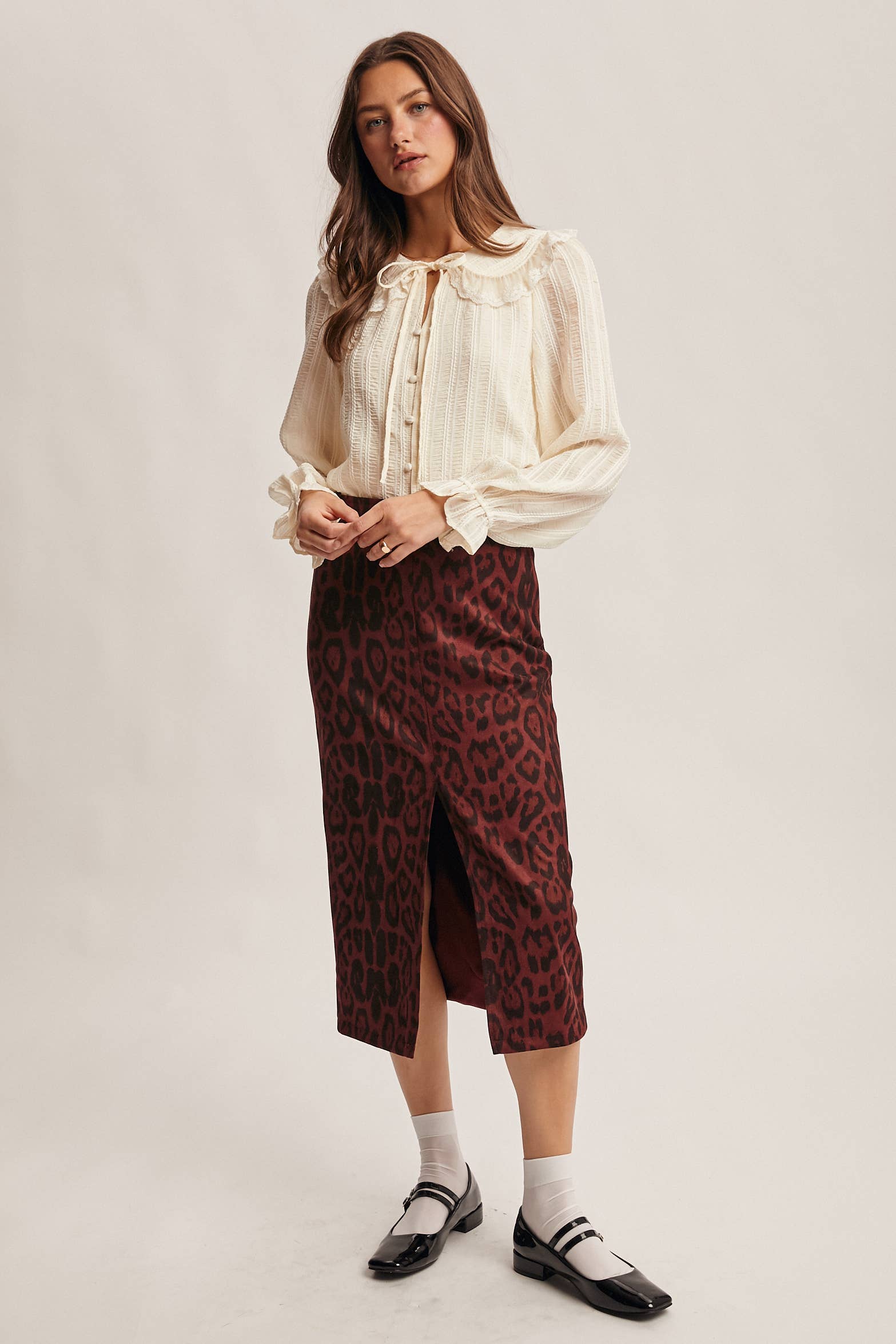 Forte - Wholesale Blouse - Women's - Embroidered Collar Textured Blouse FT0011 26