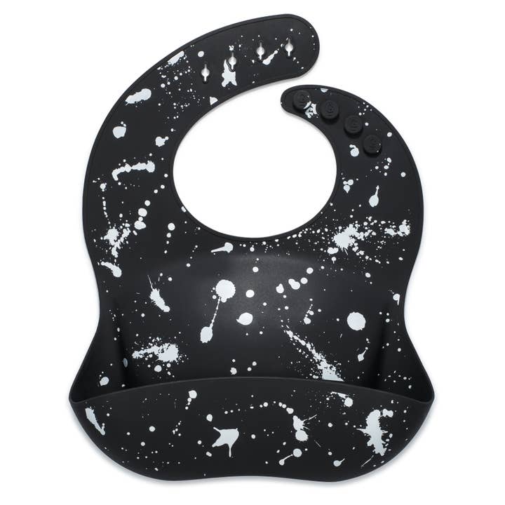 Goobie Baby - Wholesale Bib - Baby - Silicone Baby Bib - Paint Splatter on Black