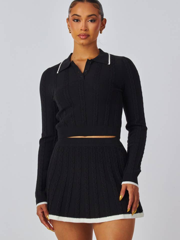 Hot & Delicious - Wholesale Hemd- en rokset - Dames - Diora Gebreide Top & Minirok Set (HC8722)6