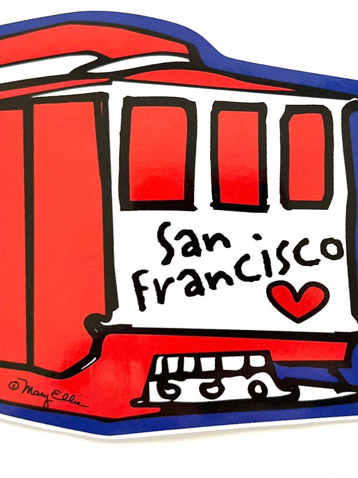 San Francisco Love Cable Car Sticker | San Francisco Sticker for wholesale by Mary Ellis