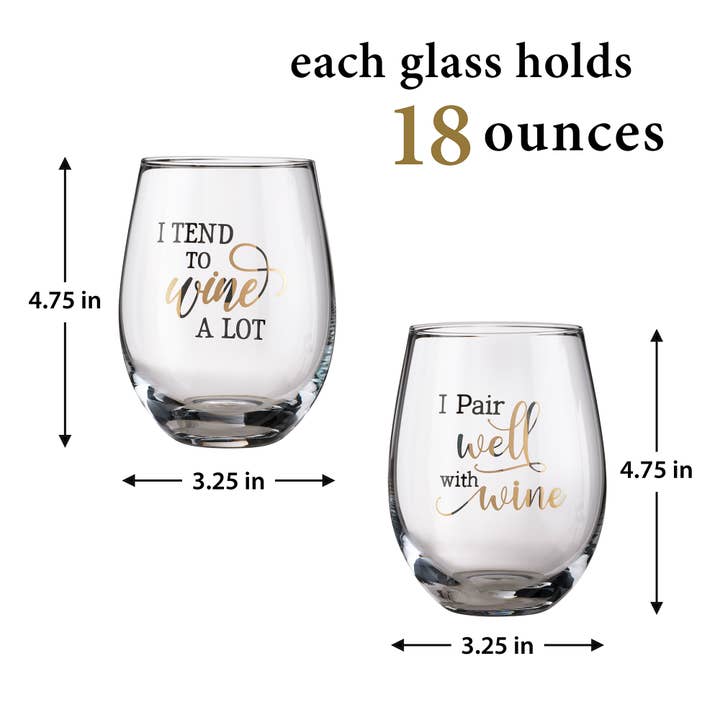 Lillian Rose - Wholesale Wine Glass - Wine Glass set with funny wine sayings