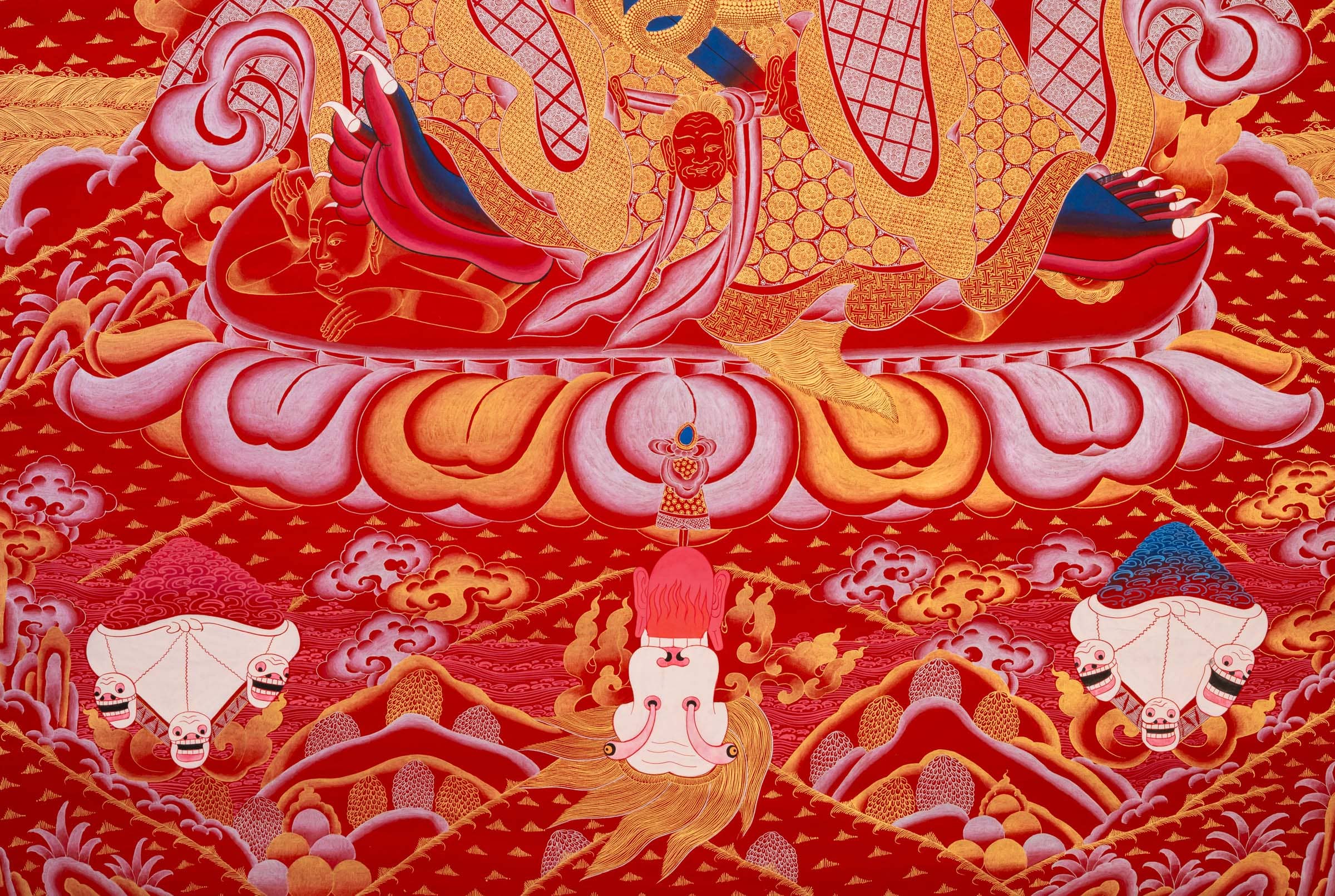 Lucky Thanka - Vente Tapisserie/textile - Thangka de Mahakala courroucé peint à la main4