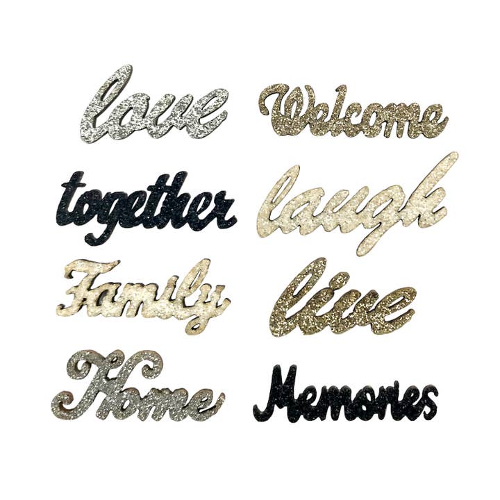 Home Glitter Words for wholesale by Buttons Galore & More