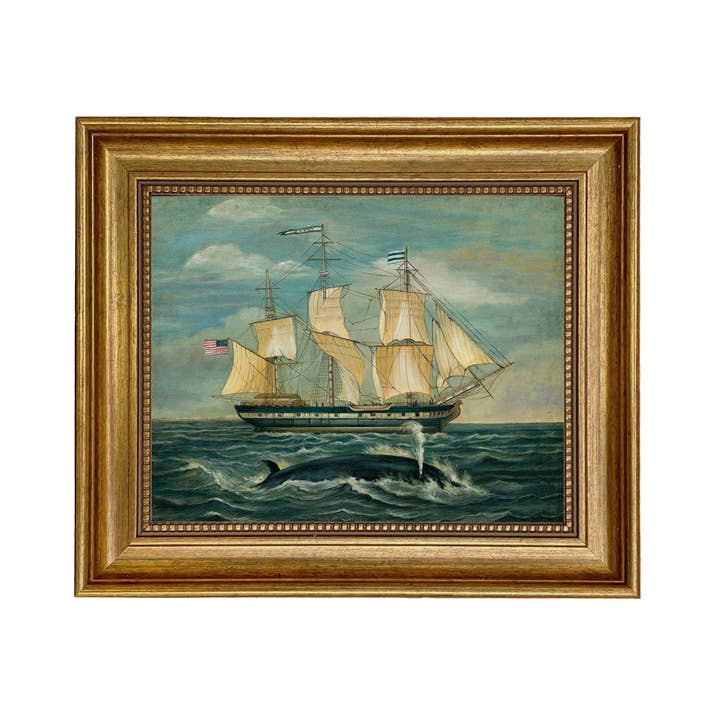 Madison Bay Co. - Historical Home Decor Reproductions - Wholesale Painting/drawing - American Whaling Ship with Sperm Whale Vintage Painting Print1