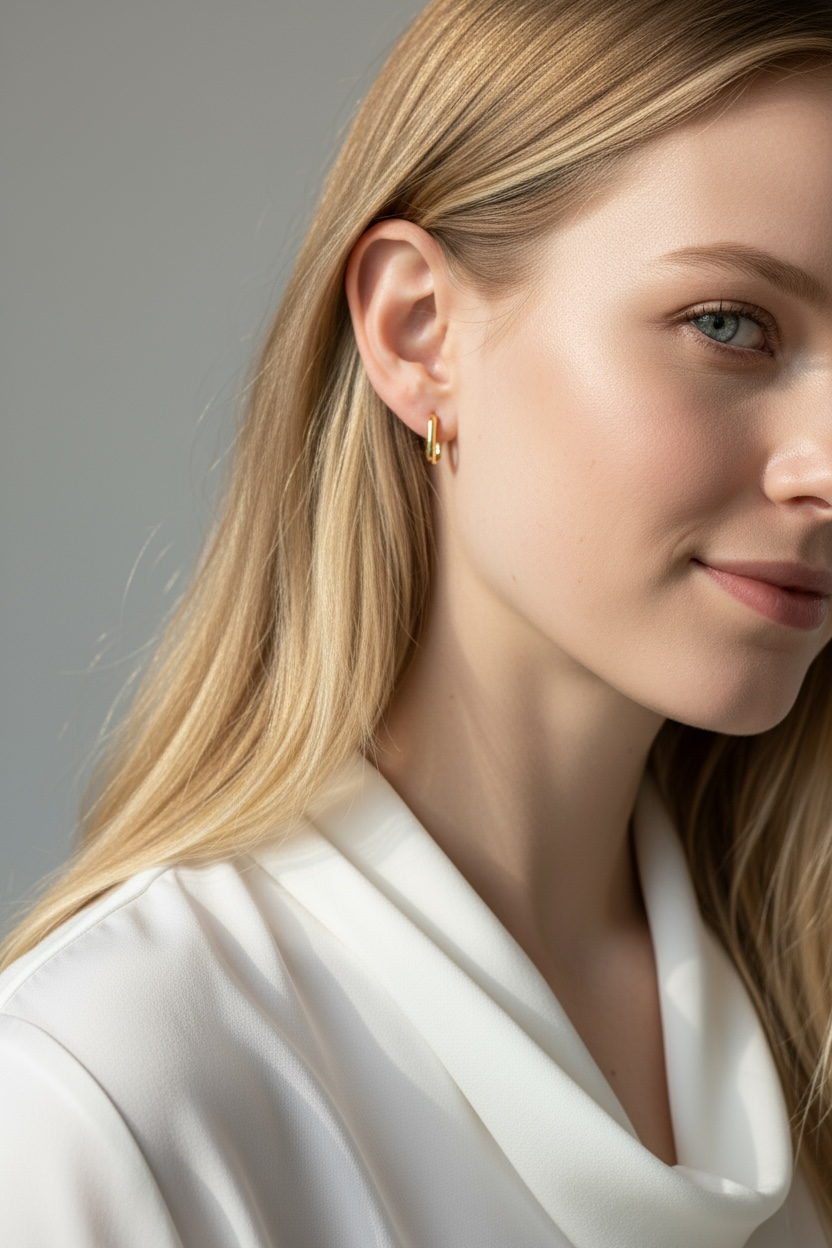 GoldFi – Brincos de argola por atacado – Brincos de argola oblongo banhados a ouro 18k4