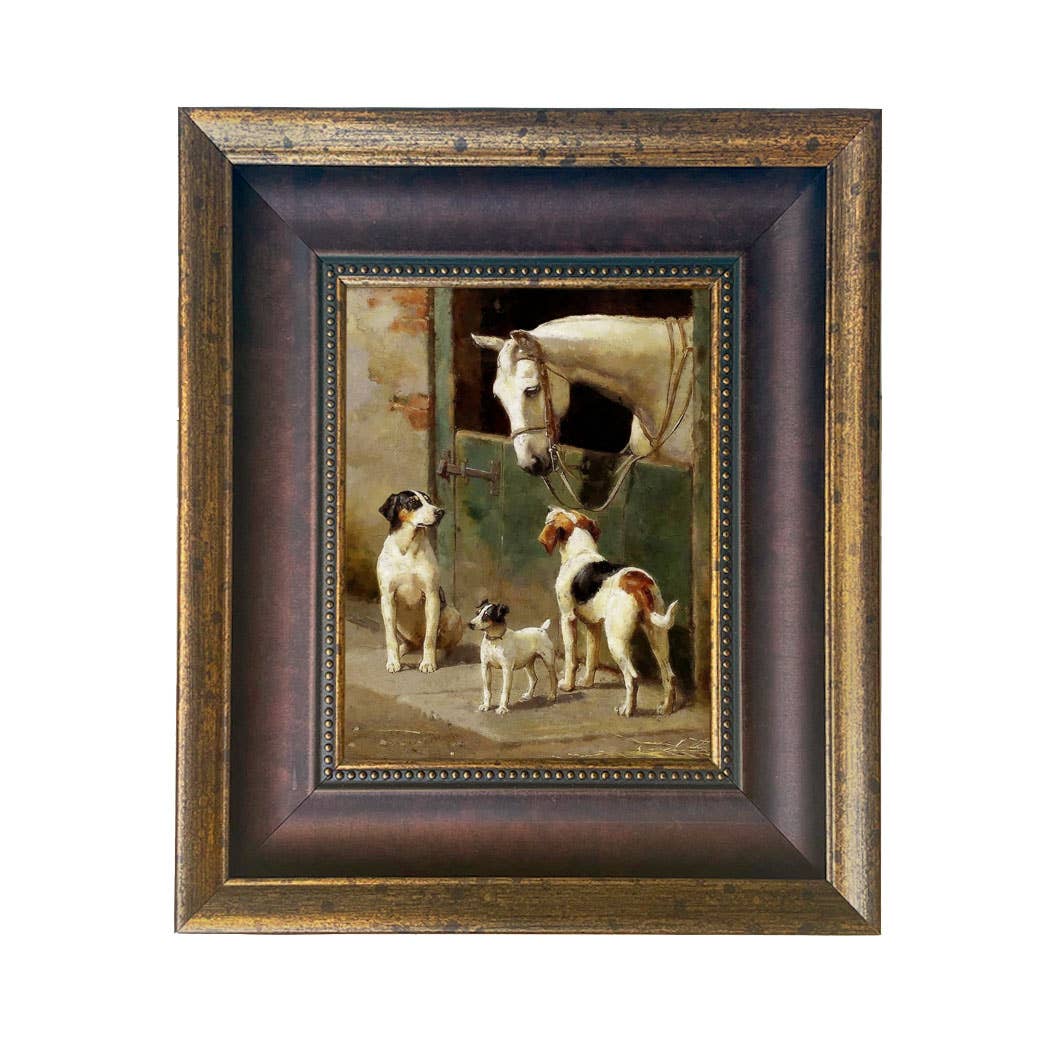 Madison Bay Co. - Historical Home Decor Reproductions - Wholesale Art Print - Dog and Horse at Stable Vintage Painting Print on Canvas57