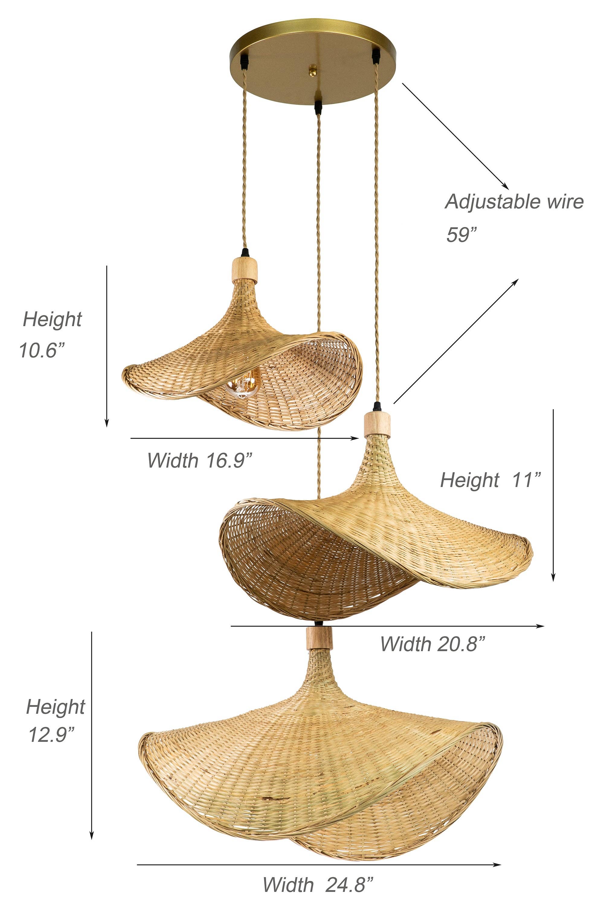ELE Light & Decor - Wholesale Chandelier/Hanging Light - Three Lights Unique Rattan Pendant Light2