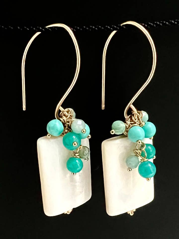 Pearl & gemstone cluster earrings in 14k gold filled! for wholesale by Diana Wingert Jewelry