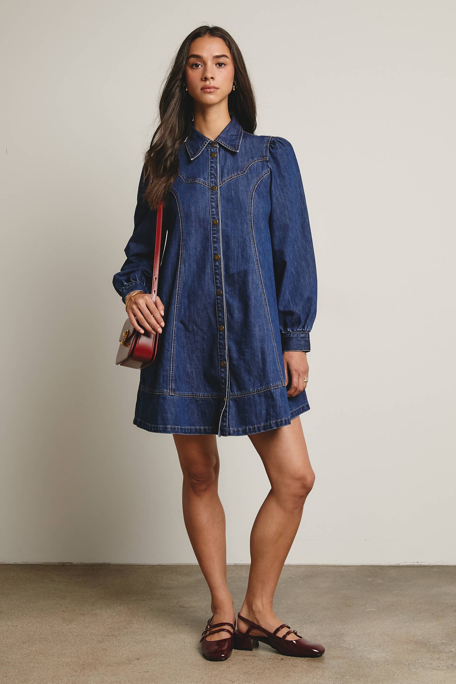 Forte - Wholesale Dress - Women's - Western Seam Denim Mini Dress FD000111