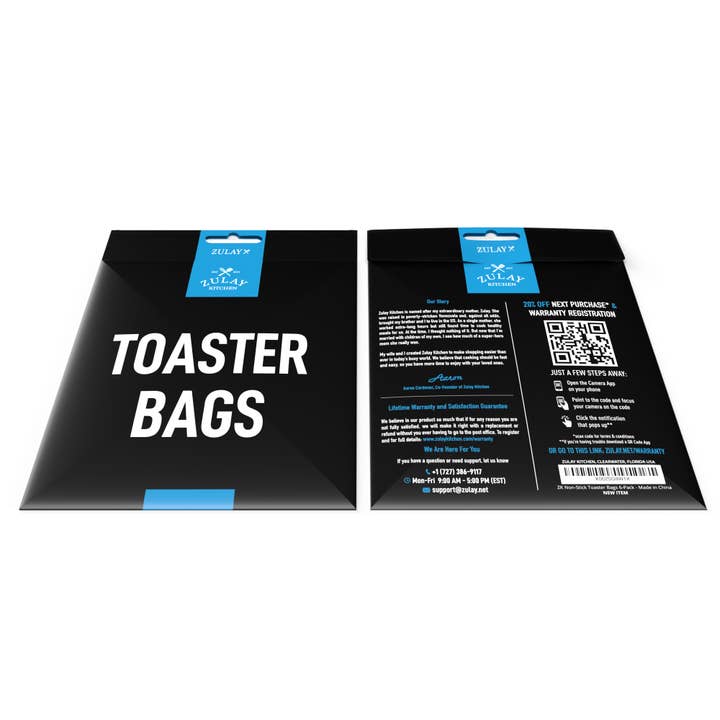 Zulay Kitchen - Wholesale Food Storage Wrap/Bag - Reusable Toaster Bags - 6 Pack