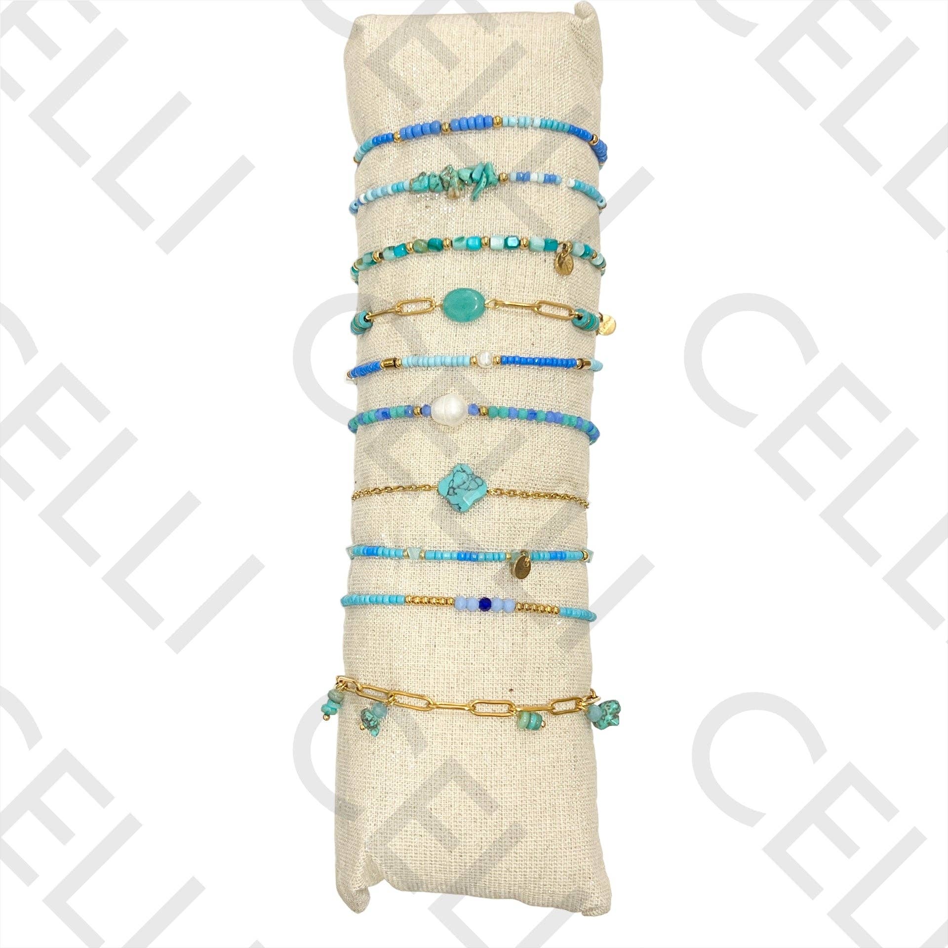 Celli Biju - Wholesale Jewelry Set - Set of Bracelets (10) - beads, natural stones, and steel2