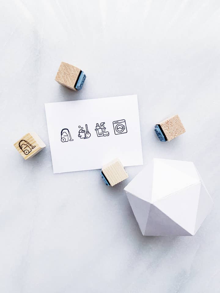 Cleaning Rubber Stamp Set • Small Stamps for Planners and Journals for wholesale by Papergram