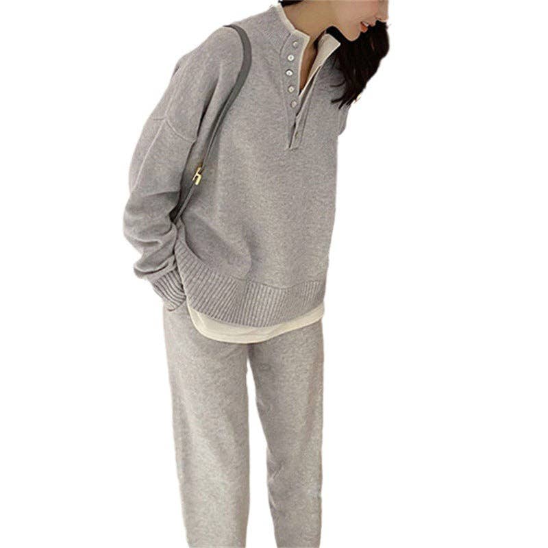 Marayn - Wholesale Lounge Set - Women's - Chic Knit Sweater  WideLeg Pants Autumn Set24