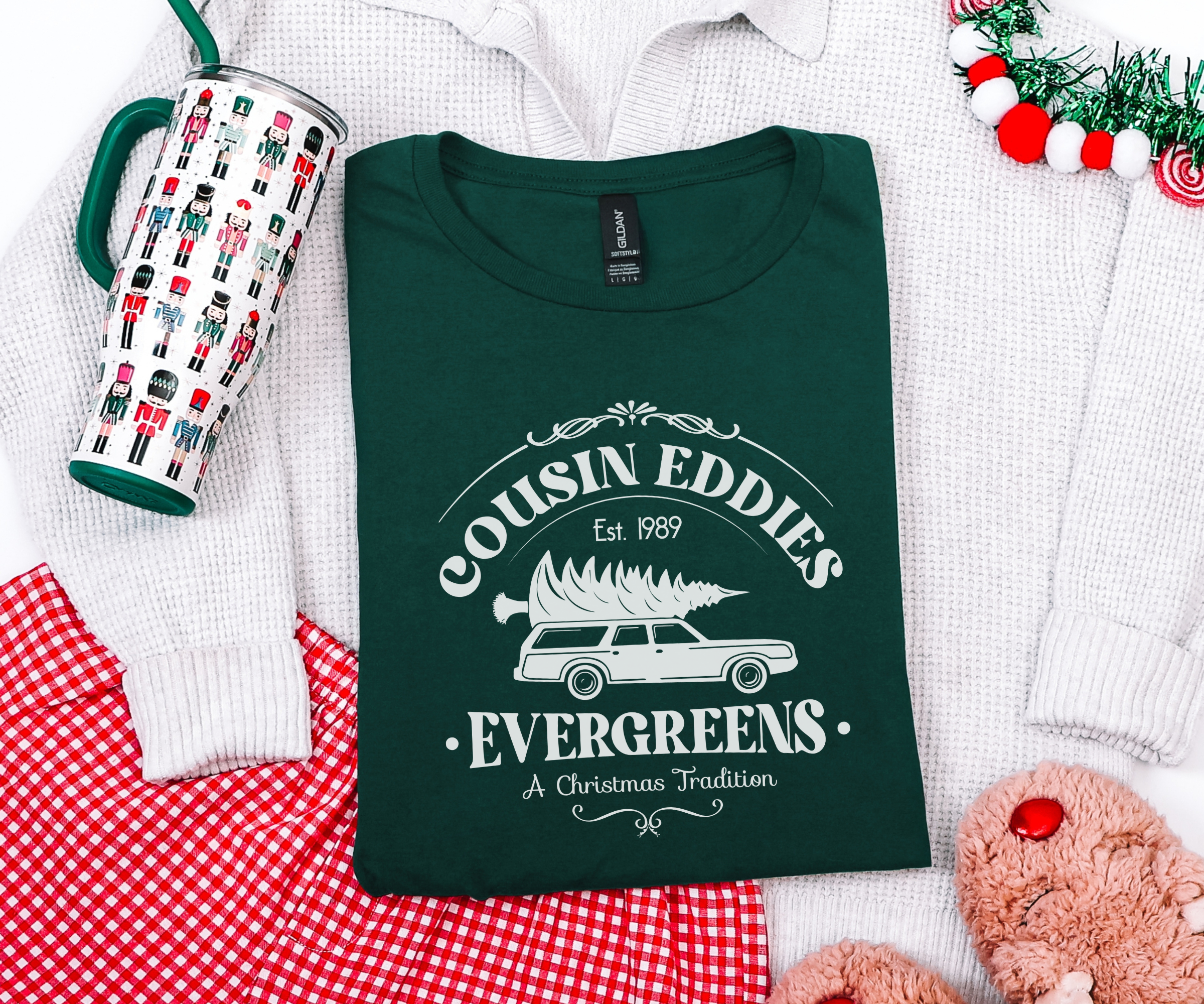Stiles Tee Co. – T-shirt estampada - Unissexo por atacado – T-shirt de Natal – Evergreens do Primo Eddie – T-shirt Vintage1