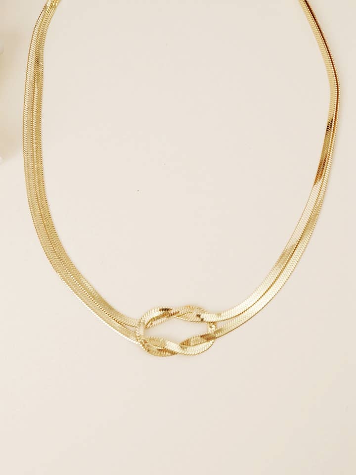 Stainless Steel Flat Knot Chain Necklace for wholesale by Victoria Moda