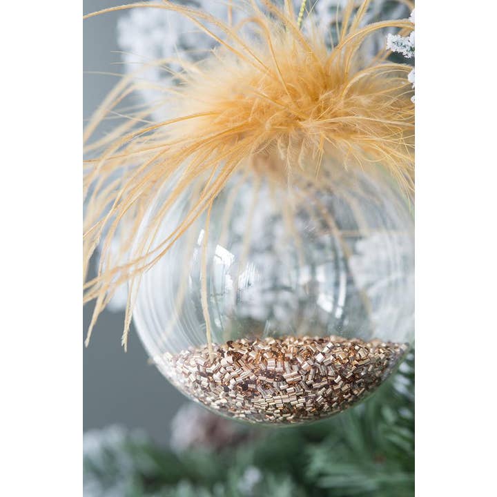 A&B Home Group Inc. - Wholesale Ornament - D4" Golden Feather Glass Ornament1