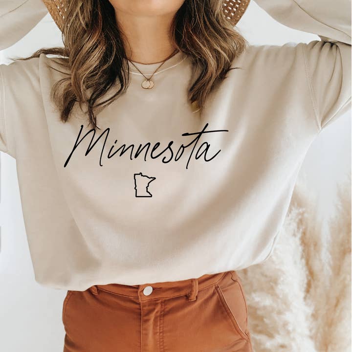 Bella Canvas Minnesota Crewneck Fleece Sweatshirt for wholesale by Rosa Mae Co