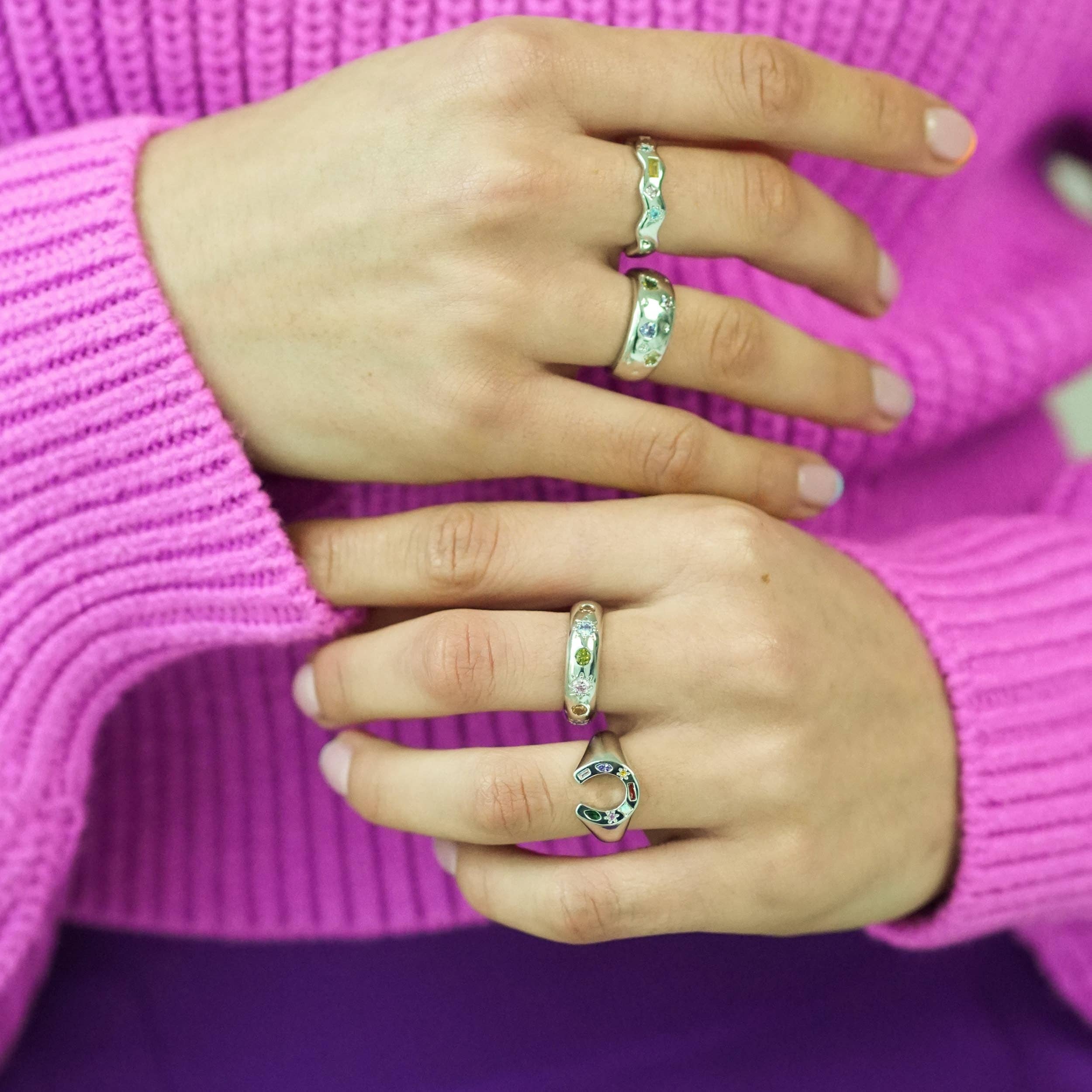 Junk Jewels Ltd – wholesale Signet ring – Kaleidoscope Lucky Charm Signet Ring9