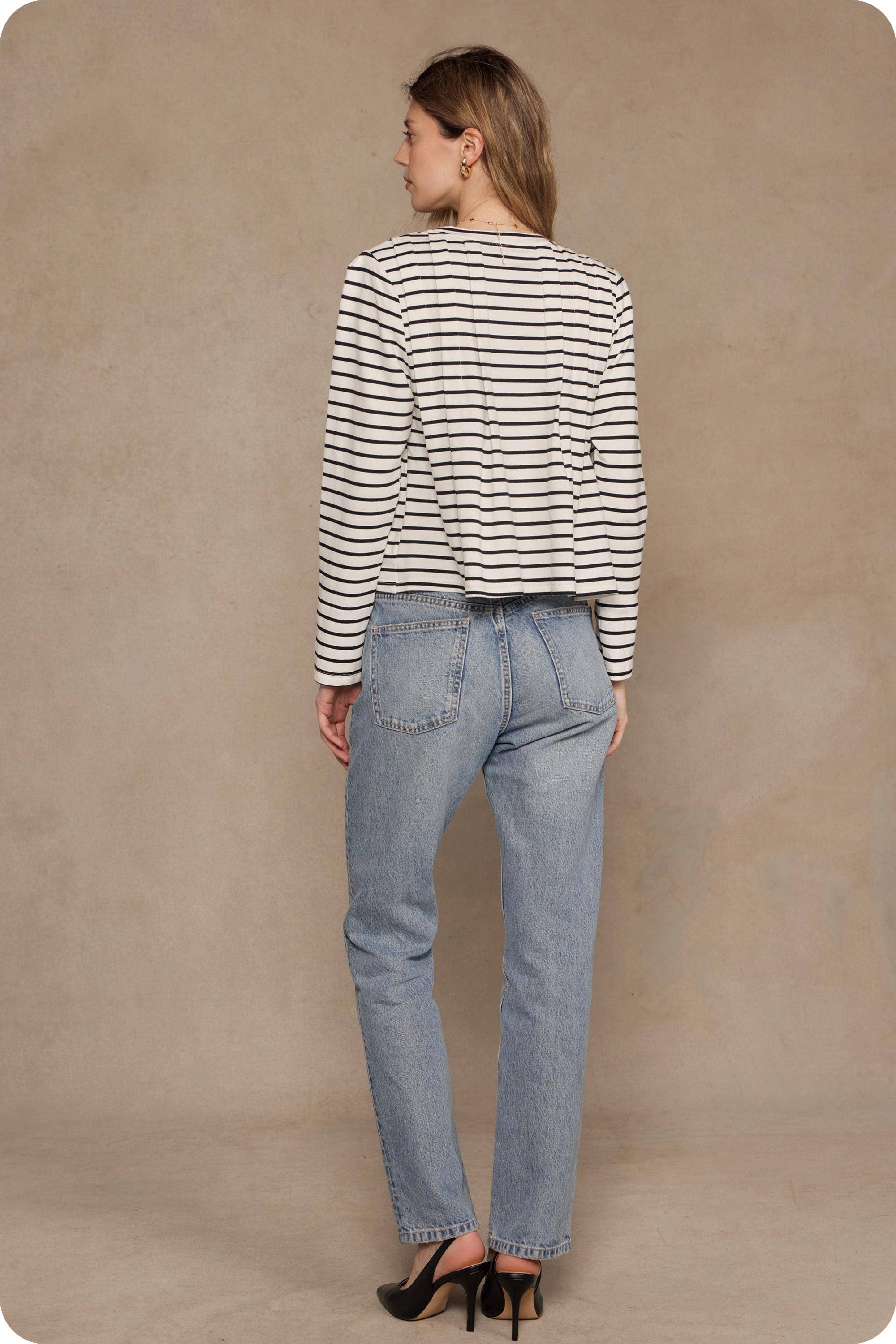 Strut & Bolt - Wholesale Blouse - Women's - Striped Shoulder Pad Knit Tee Top6