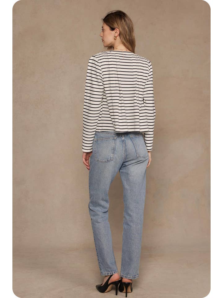 Strut & Bolt – wholesale Blouse – Women’s – Striped Shoulder Pad Knit Tee Top6