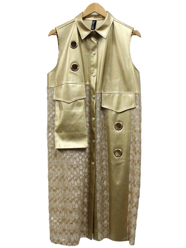 Lys gylden dråbe- og kunstlædervest for engroshandel hos ZYM