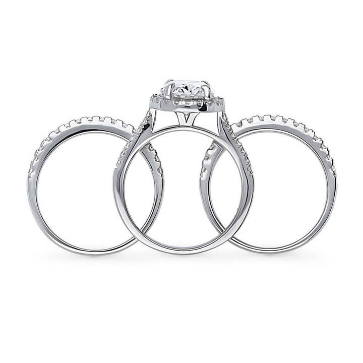 BERRICLE - Wholesale Engagement ring - BERRICLE Sterling Silver Halo Oval CZ Engagement Ring Set2