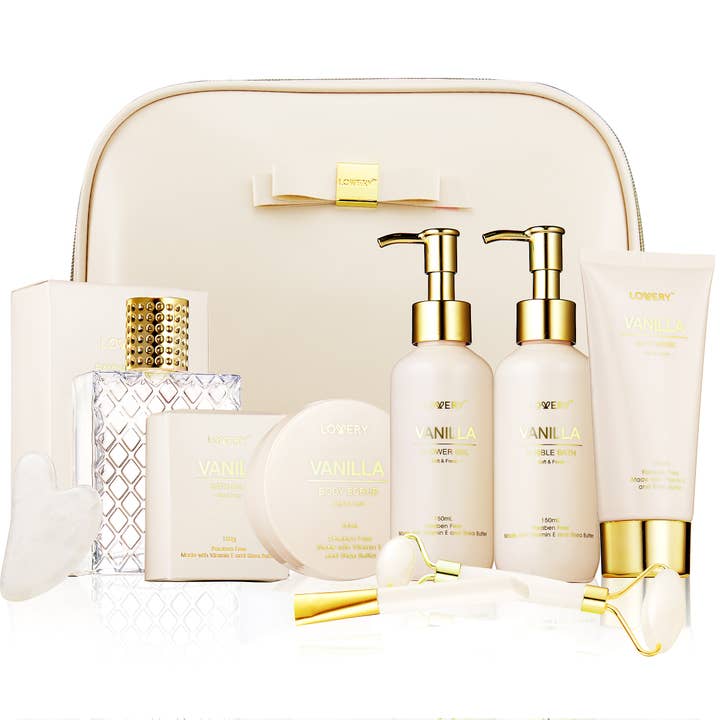 Lovery - Wholesale Bath & Body Set - Luxury Spa Kit Premium Vanilla Bath and Body in Leather Bag4