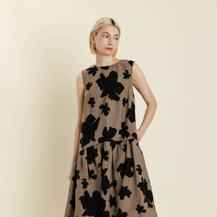 AD2186 - DROP WAIST JACQUARD MIDI DRESS for wholesale by Aureum