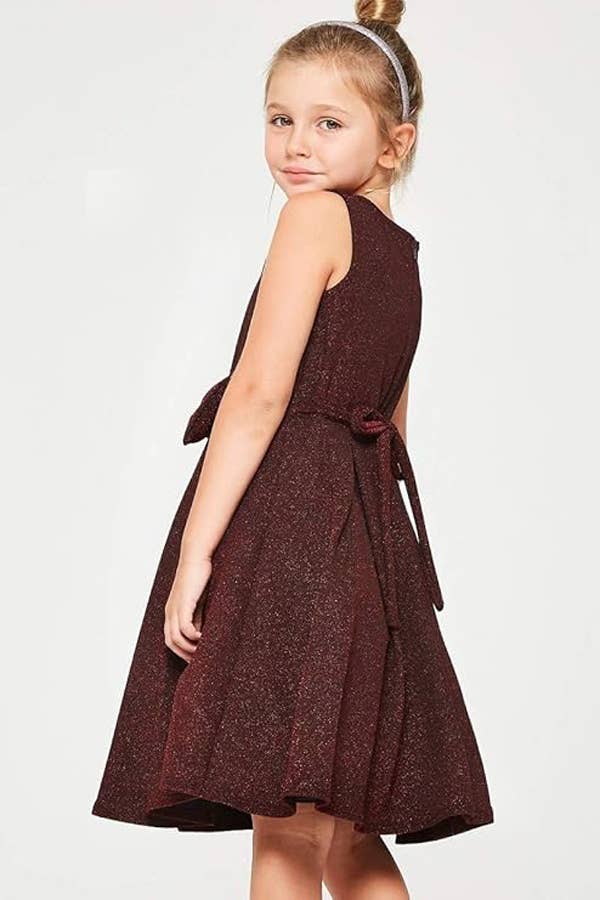 iGirlDress - Wholesale Dress - Kids - Girls Metal Glitter Knit Pleats Skirt Holiday Dress 4-164