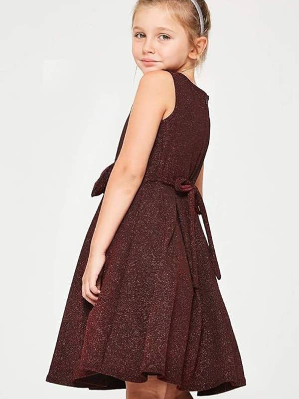 iGirlDress - Wholesale Dress - Kids - Girls Metal Glitter Knit Pleats Skirt Holiday Dress 4-164