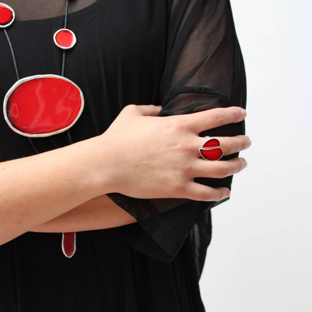 Sylca Designs - Vente Bague de cocktail/de cérémonie - Bague Lea Coeur Rouge1