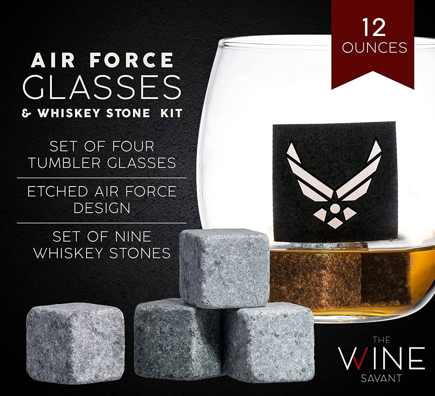 The Wine Savant /  Khen Glassware – Großhandel Dekanter – Globe Whisky-Karaffenset mit 4 Spirituosengläsern - Airforce5