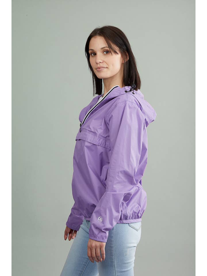 O8 Lifestyle - Wholesale Windbreaker - Women's - Light purple quarter zip packable rain jacket and windbreaker